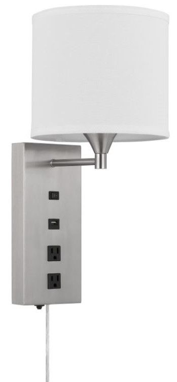 Cal® Lighting & Accessories Reedsport Brushed Steel/White Wall Lamp-0