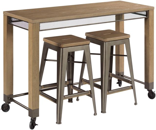 Hammary® Maya Natural Pecan Counter Console with Two Stools-0