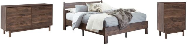 Signature Design by Ashley® Calverson 3-Piece Mocha Queen Panel Platform Bed Set-0