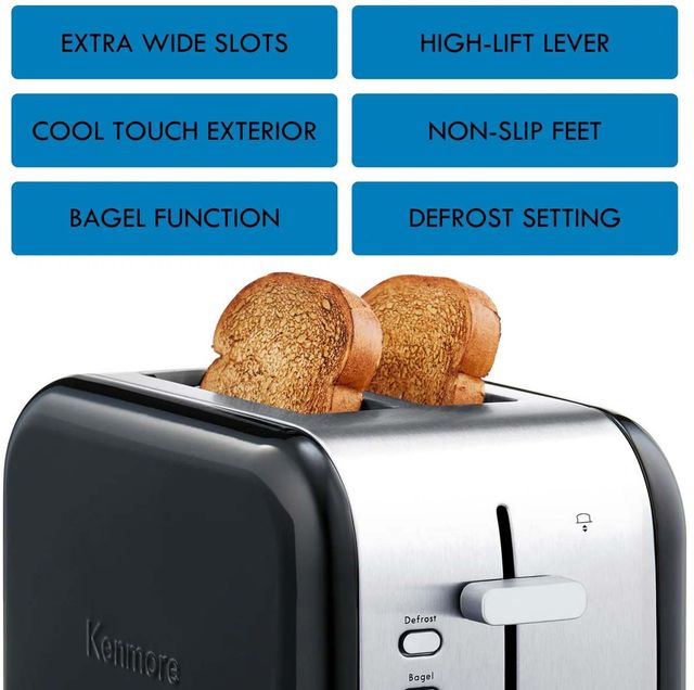 Kenmore® 2 Slice Black and Stainless Steel Toaster-2