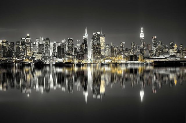 Classy Living Gilded Skyline: New York Reflections Wall Art-0