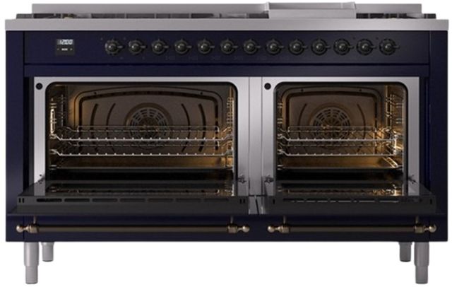 Ilve® Nostalgie II Series 60" Midnight Blue Pro Style Dual Fuel Range-1