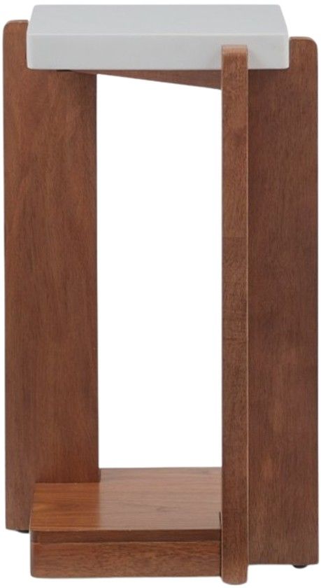 Flexsteel® Lincoln White Accent Table with Walnut Base-2