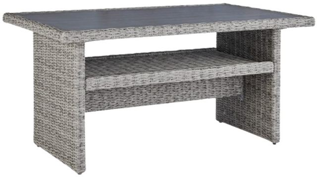 Signature Design by Ashley® Naples Beach Light Gray Outdoor Stainless Steel/Wicker Multi-Use Table