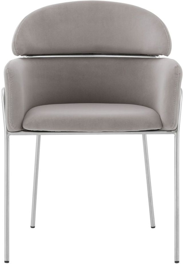Armen Living Portia 2-Piece Brushed Stainless Steel/Gray Dining Arm Chair Set-3