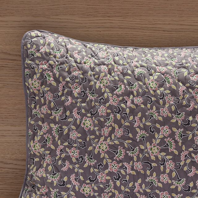 Olliix by Intelligent Design Odette Pink and Grey Full/Queen Boho Reversible Coverlet Set-4