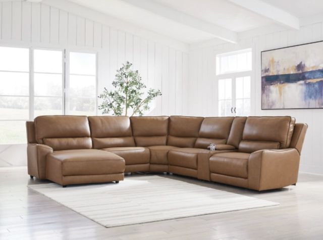 Signature Design by Ashley® DeepWakes 6-Piece Caramel Power Reclining Left-Arm Facing Sectional and Chaise -1