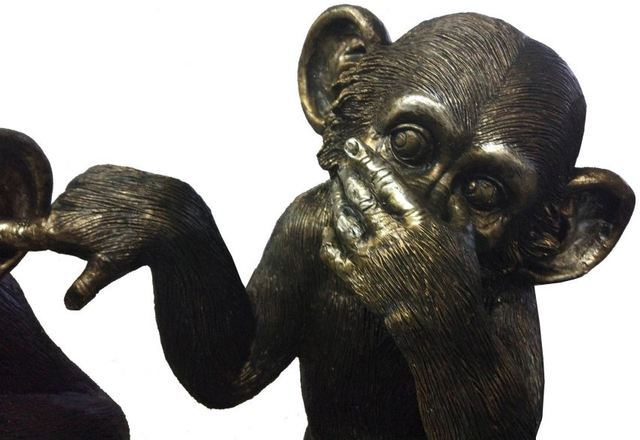 Moe's Home Collection Gold Set Of 3 He Did It Chimps-3