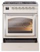 Ilve® Nostalgie II Noblesse 30" Antique White Pro Style Dual Fuel Range with Chrome Trim-3
