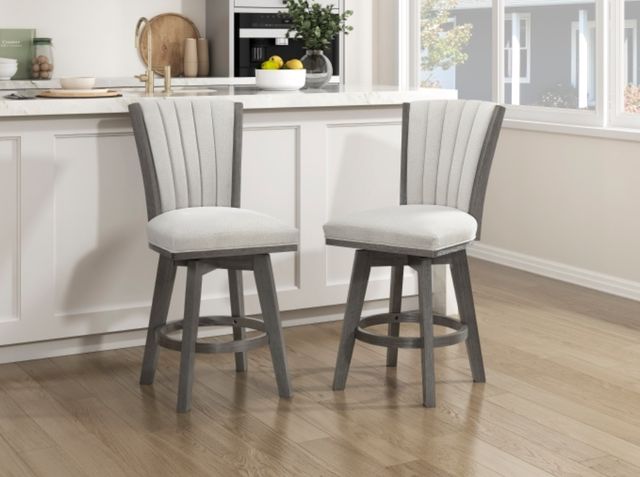 Homelegance® Corvallis Beige/Wire Brushed Gray Swivel Counter Height Chair-1