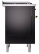 Ilve® Nostalgie II Noblesse 36'' Glossy Black Pro Style Dual Fuel Range with Brass Trim-2