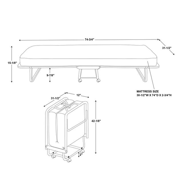 Linon Roma Folding Bed with Mattress-3