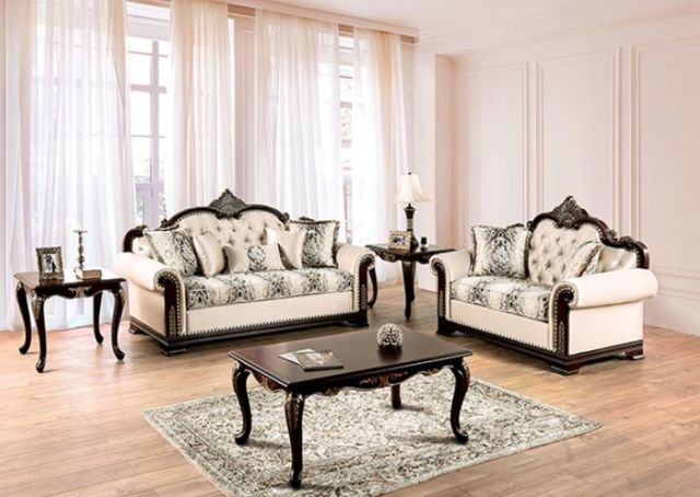 Furniture of America® Yucatan Beige/Dark Cherry Loveseat-1