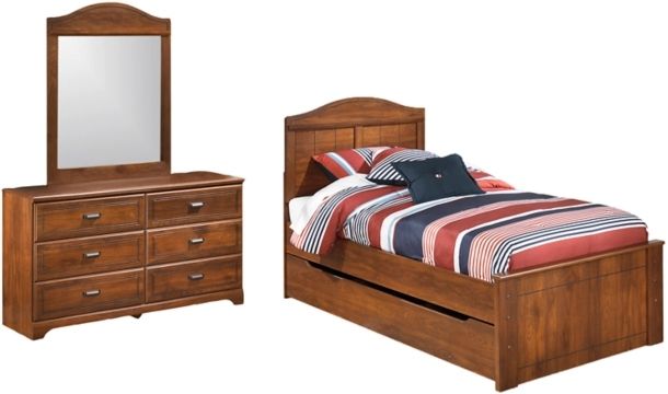 Signature Design by Ashley® Barchan 2-Piece Medium Brown Twin Panel Bed Set-0