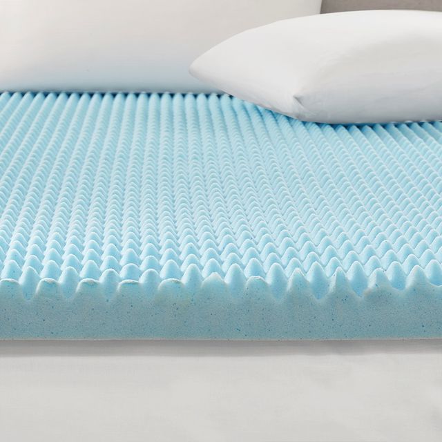 Olliix by Sleep Philosophy Blue 3" Twin Gel Memory Foam All Season Reversible Cooling Mattress Topper-1