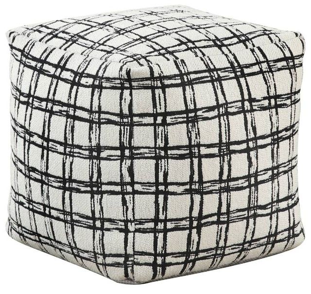Homelegance® Easley Black/White Square Pouf-0