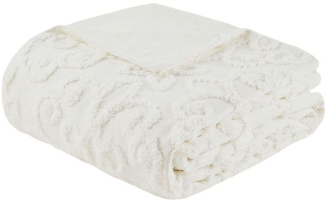 Olliix by Madison Park 3 Piece White King/California King Sabrina Tufted Cotton Chenille Duvet Cover Set-1