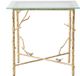 A & B Home Glass Top End Table with Gold Birds Figures Frame -2