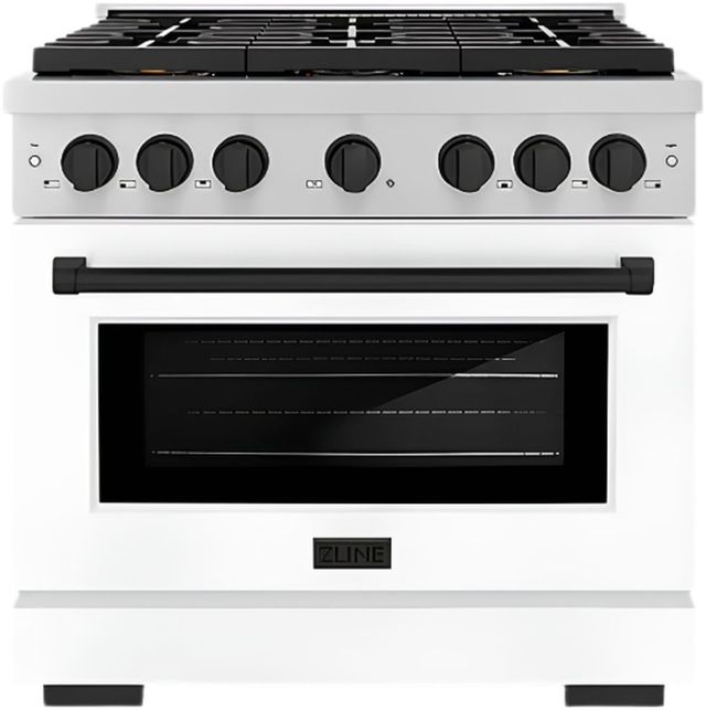 ZLINE Autograph Edition Paramount Series 36" Stainless Steel Pro Style Dual Fuel Range with White Matte Door and Matte Black Accents-0