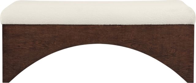 Meridian Furniture Lawson Cream/Walnut Velour Fur Fabric Bench-1