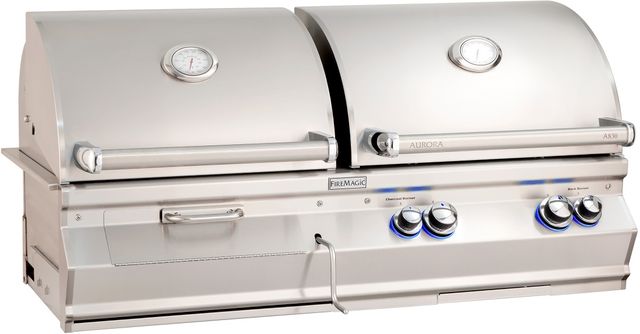 Fire Magic® Aurora A830i 4-Burner Stainless Steel Built-In Natural Gas and Charcoal Grill-0