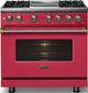 Viking® 5 Series 36" Valentine Pro Style Dual Fuel (NG) Range with Brushed Brass Trim-2