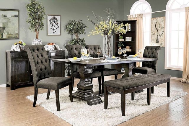Furniture of America® Sania III 2-Piece Antique Black/Gray Dining Side Chair Set-2