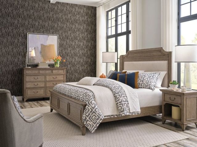 American Drew® Carmine Engels Latte Queen Upholstered Panel Bed-1