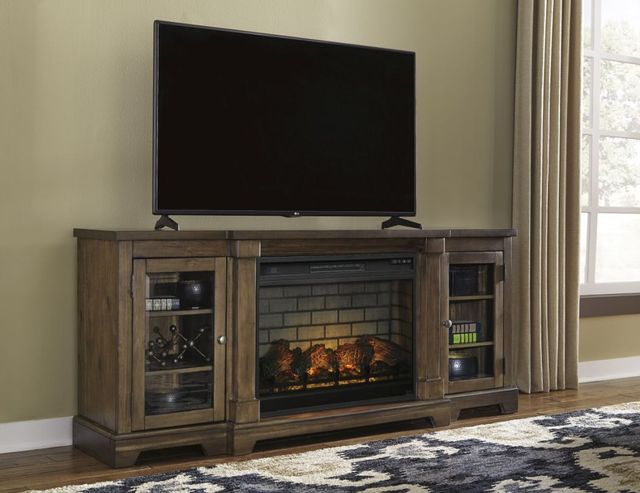 Signature Design by Ashley® Flynnter 75" Medium Brown TV Stand with Electric Fireplace-1