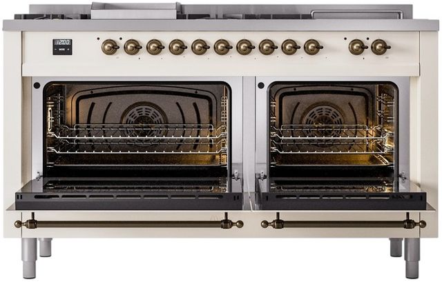 Ilve® Nostalgie II Series 60" Antique White Pro Style Dual Fuel Range-2