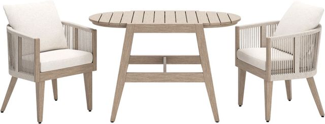 Signature Design by Ashley® Crescent View 3-Piece Beige Fabric/Rope/Wood Outdoor Dining Set-3