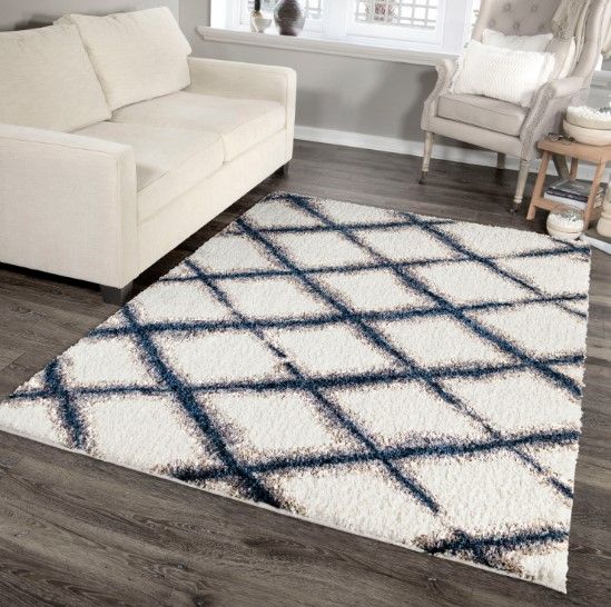Orian Cotton Tail Line Trellis White 5'x8' Area Rug-4