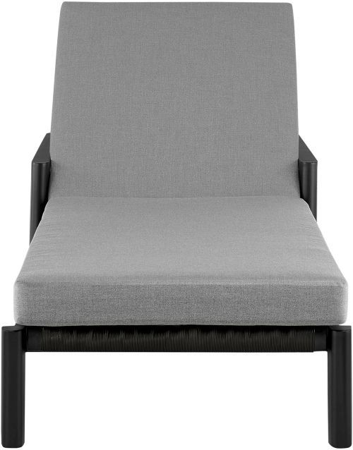 Armen Living Cayman Black/Gray Aluminum/Fabric/Rattan Outdoor Chaise Lounge-3