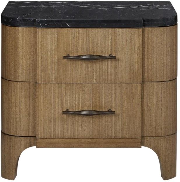 Bernards Calia Brown Nightstand with Stone Top-2