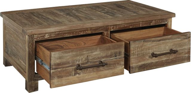 Signature Design by Ashley® Randale Distressed Brown Storage Coffee Table-2