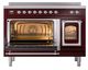 Ilve® Nostalgie II Noblesse 48'' Burgundy Pro Style Induction Range with Chrome Trim-3