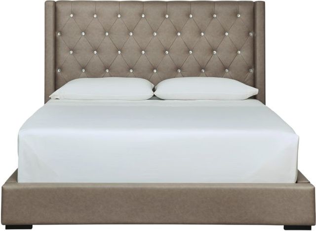 Signature Design by Ashley® Branzton Taupe Full Upholstered Panel Storage Bed-3