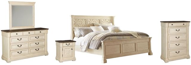 Signature Design by Ashley® Bolanburg 5-Piece Antique White California King Panel Bed Set-0