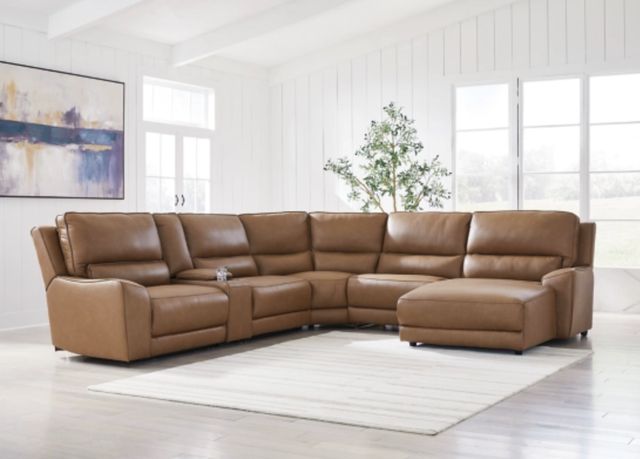 Signature Design by Ashley® DeepWakes 6-Piece Caramel Right-Arm Facing Power Reclining Sectional and Chaise-1