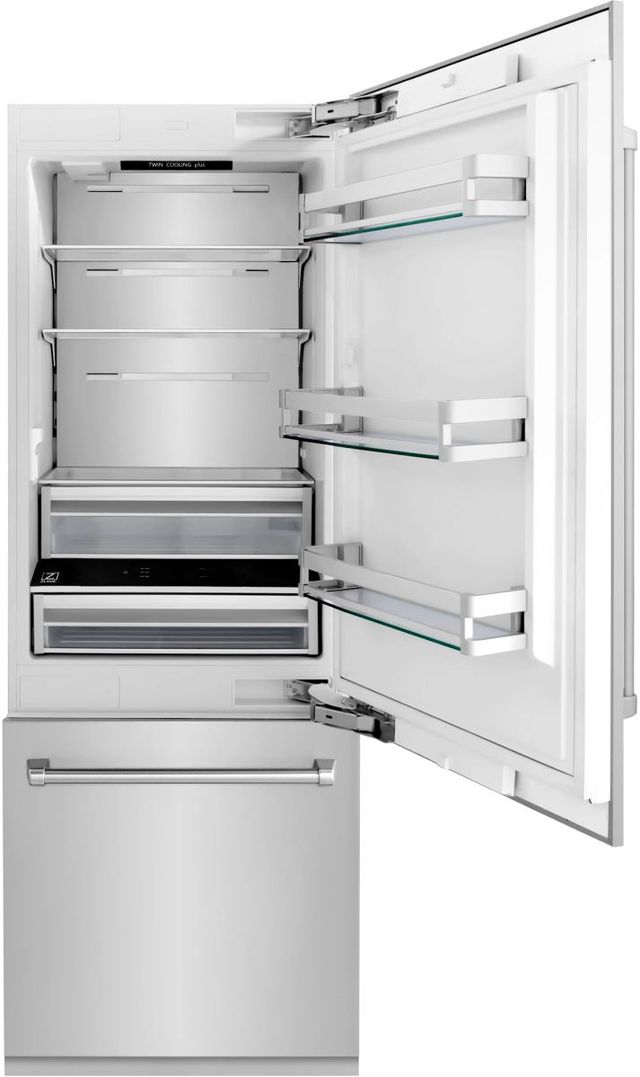 ZLINE 30" 16.1 Cu. Ft. Stainless Steel Counter Depth Bottom Freezer Refrigerator-3