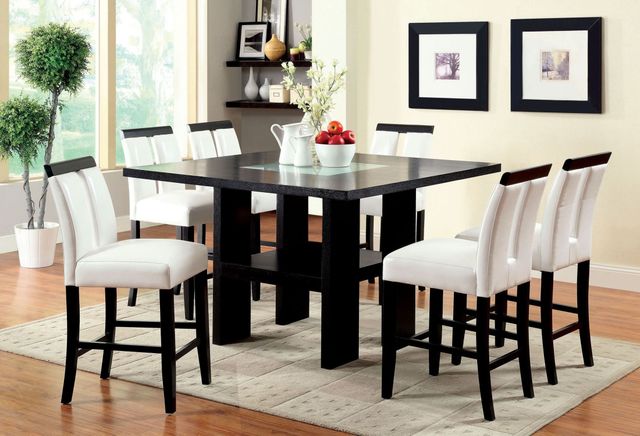 Furniture of America® Luminar II 5-Piece Black Counter Height Dining Set with White Side Chair-0