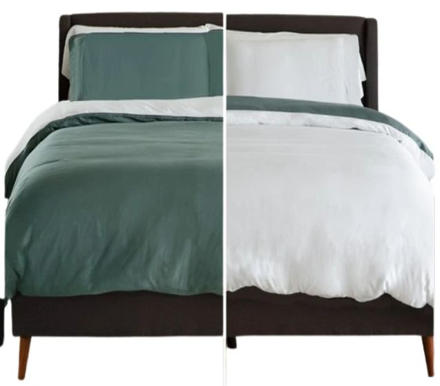 Cariloha Luxurious Ocean Mist/White Reversible King Duvet Cover-0