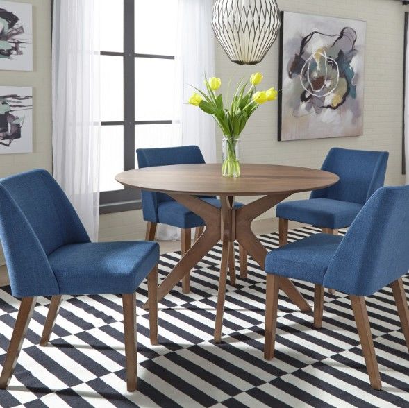 Liberty Furniture Space Savers 5-Piece Blue Jean Denim/Satin Walnut Round Dining Set-1