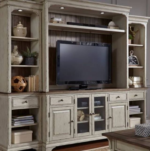 Liberty Furniture Morgan Creek Antique White/Wirebrushed Tobacco Entertainment Center-1