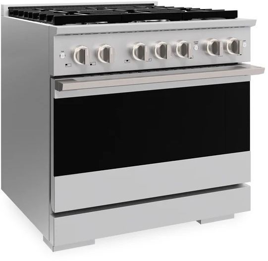 ZLINE Marino 36" Stainless Steel Pro Style Dual Fuel Range with 6 Brass Burners-3