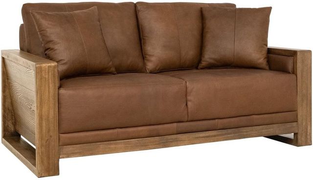 International Furniture Direct Ancora Brown Leather Loveseat-0