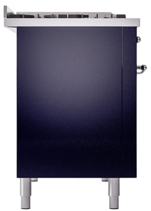 Ilve® Nostalgie II Noblesse 48'' Midnight Blue Pro Style Dual Fuel Range with Chrome Trim-2