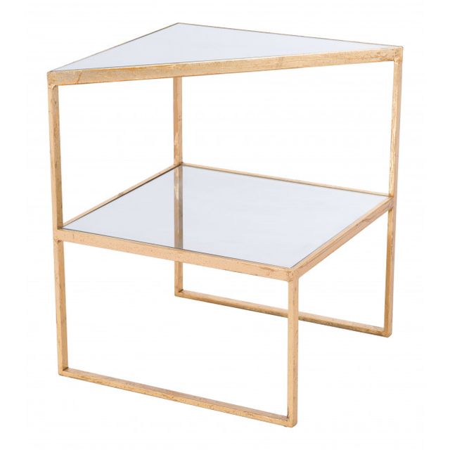 Zuo® Modern Planes Mirror Top Side Table with Gold Framework -0