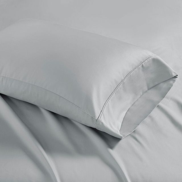 Olliix by Madison Park Grey 2 Pack of King 1500 Thread Count Cotton Rich Pillow Case-0