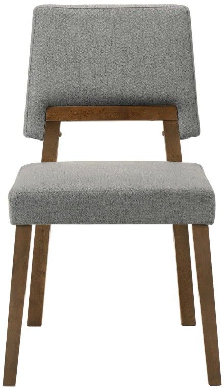 Armen Living Channell 4-Piece Charcoal/Walnut Upholstered Wood Dining Chair Set-3